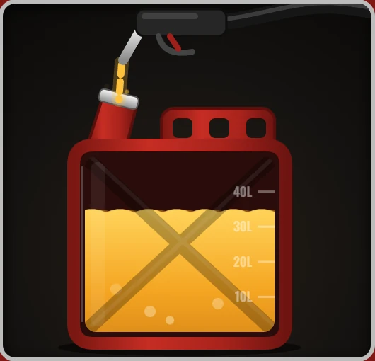 Close-up of the jerry can filling from the pump nozzle