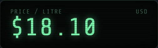 Close-up of the green LCD pump price display