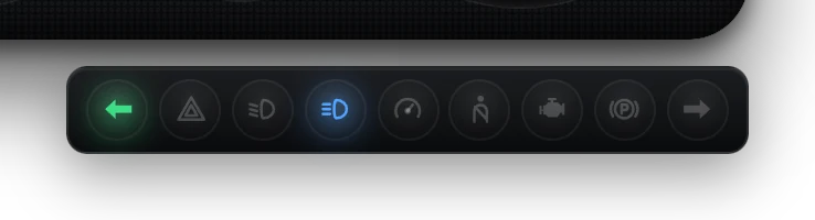 Indicator bar as jewel lamps