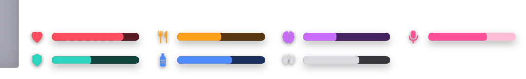 Status as two rows of icon bars